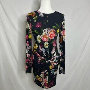 Ted Baker Izzie oil painting print dress black size 1 equal to 4 in US.